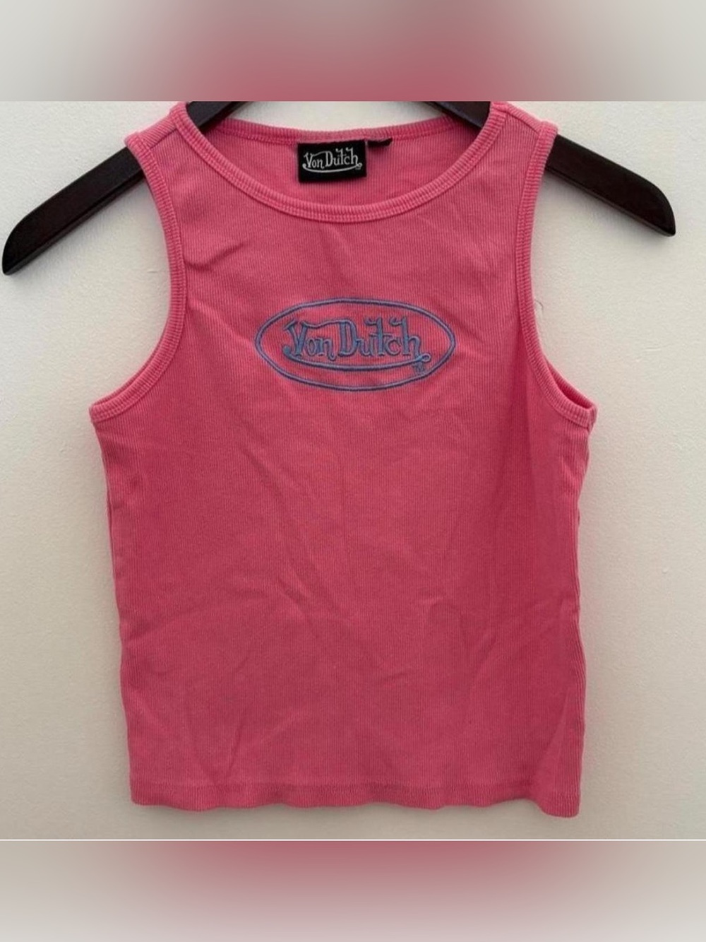 Pink and baby blue von Dutch ribbed tank